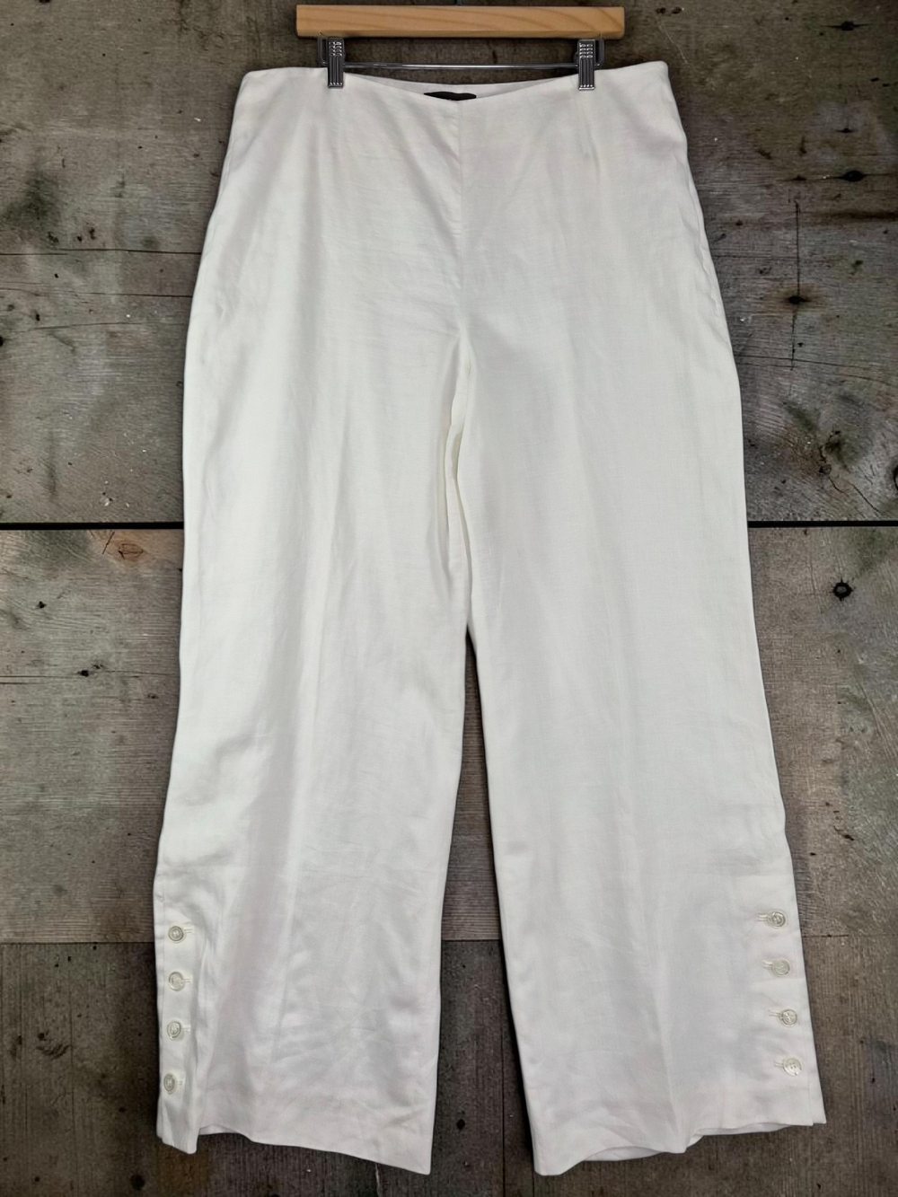 Talbots Women’s White 100% Linen Wide Leg Pants XL‎ Coastal Quiet Luxury Resort